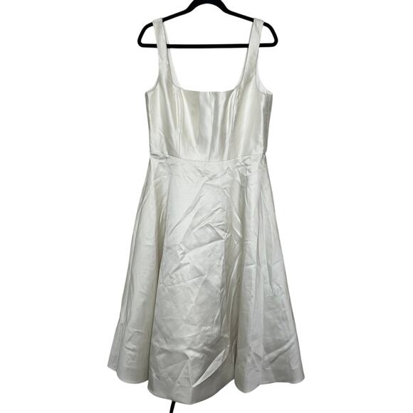 Dessy Collection NWT Square Neck Satin Midi Dress Full Skirt Pockets Formal 14 - Picture 3 of 9